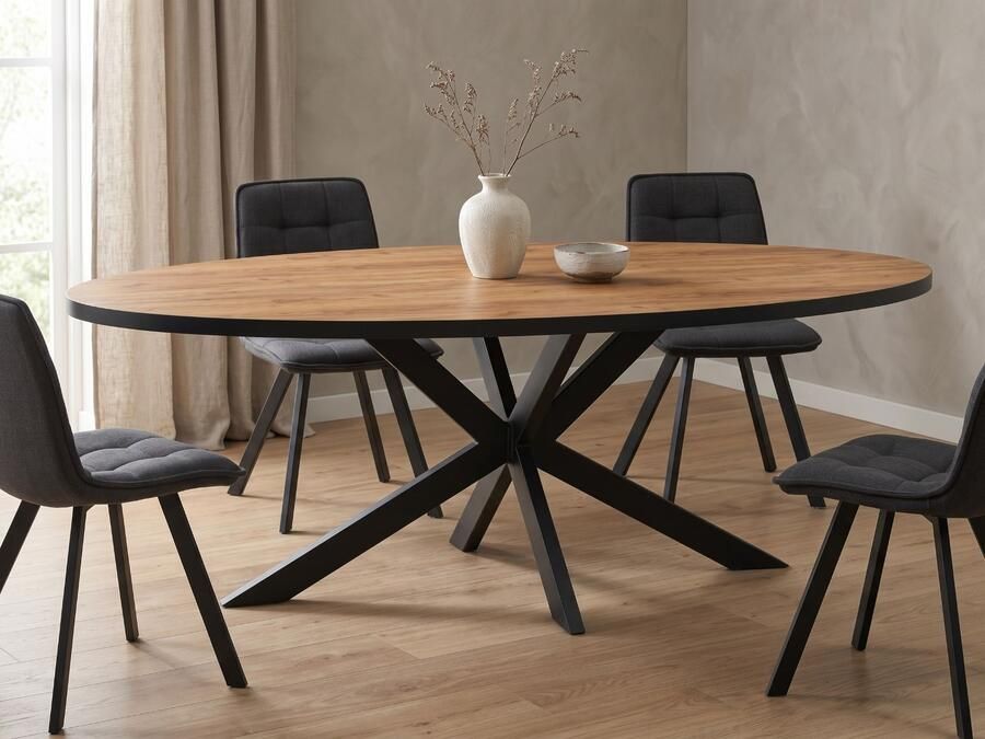 Mobistoxx Ovale eettafel LANAKO 110x220 cm franse eik herfst