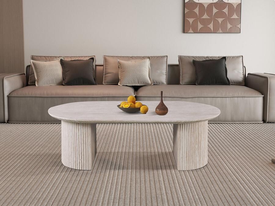 Mobistoxx Ovale salontafel LARUSSO 120 cm travertijn