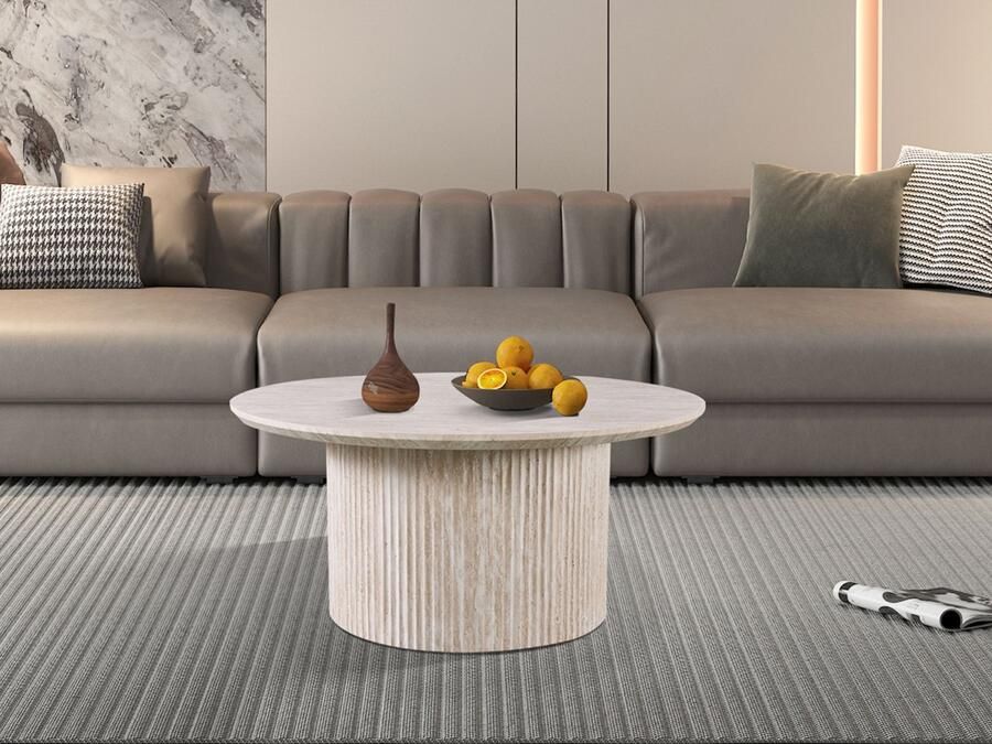 Mobistoxx Ovale salontafel LARUSSO 80 cm travertijn