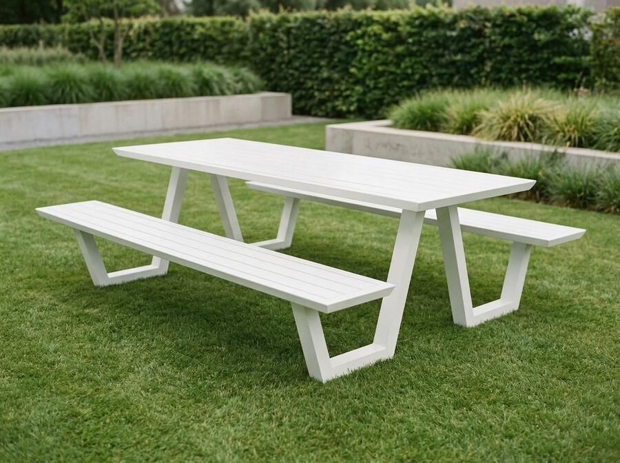 Mobistoxx Picknicktafel BOLERO 240 cm aluminium wit