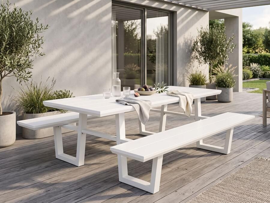 Mobistoxx Picknicktafel VICENZA 240 cm aluminium wit