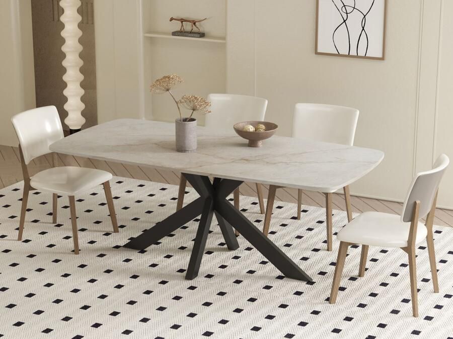 Mobistoxx Rechthoekige eettafel APOLIRI 180 cm glazend beige