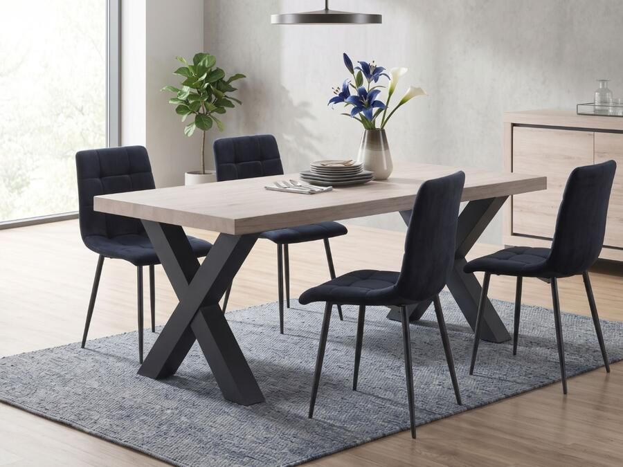 Mobistoxx Rechthoekige eettafel ARCHIMEDE 190 cm eik naturel zwart