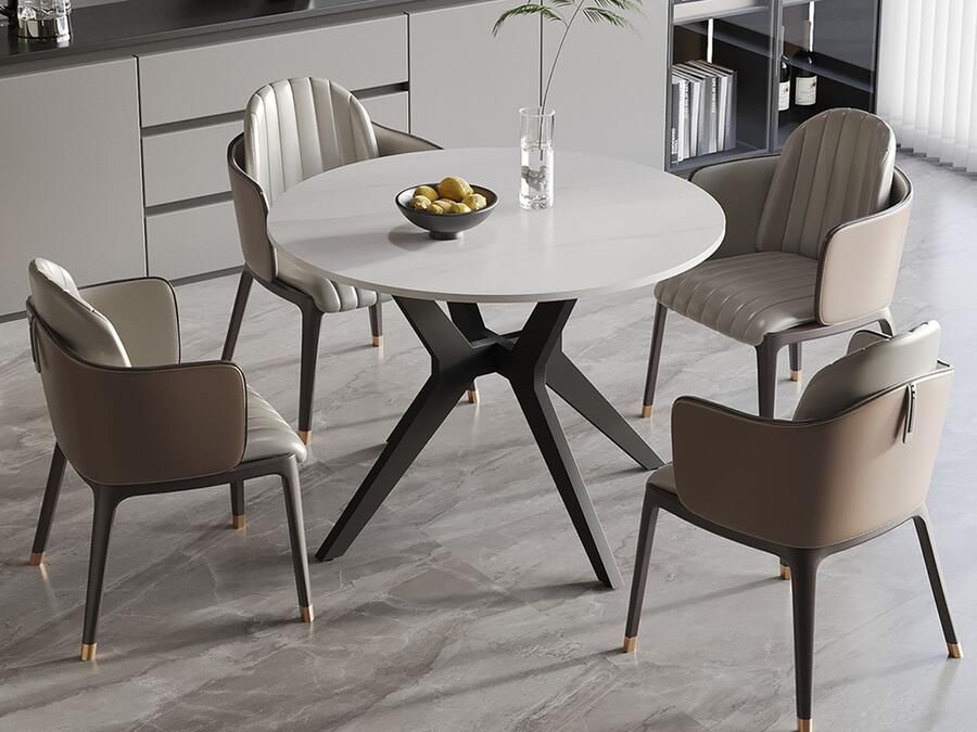 Mobistoxx Ronde eettafel APOLIRI 110 cm glazend wit