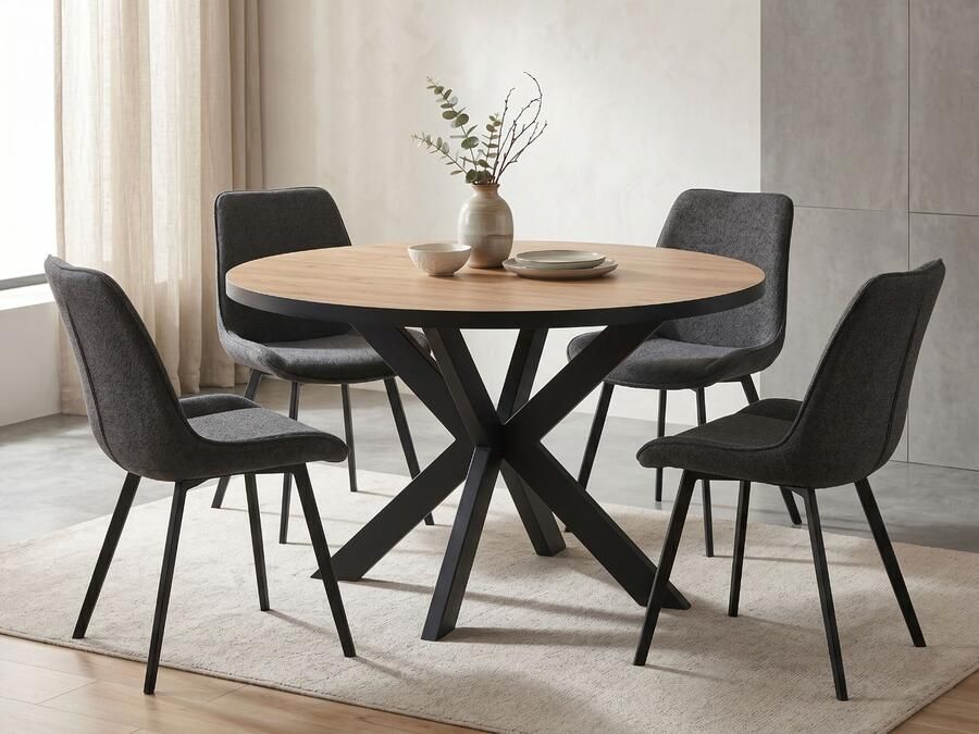 Mobistoxx Ronde eettafel LANAKO 120 cm industriële eik