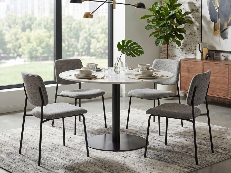 Mobistoxx Ronde eettafel LORBY Ø105 cm marmer wit zwart