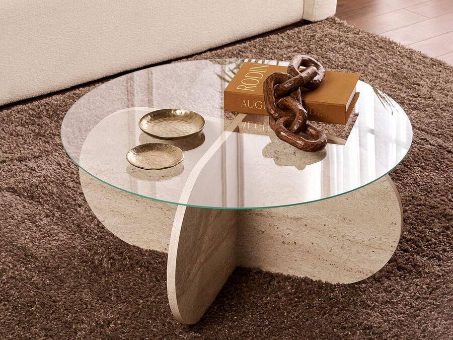Mobistoxx Ronde salontafel AEROMA Ø 75 cm travertin
