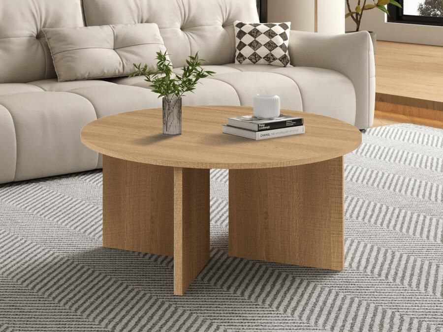 Mobistoxx Ronde salontafel LIBA 90 cm decor natuurlijke eik