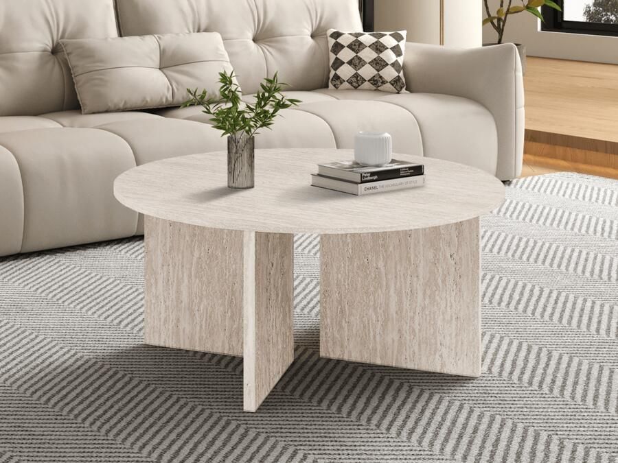 Mobistoxx Ronde salontafel LIBA 90 cm travertijn beige