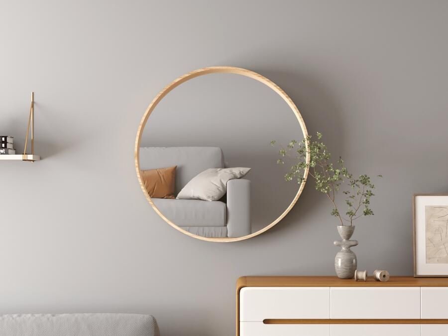 Mobistoxx Ronde spiegel LINNA 80x80 cm oude eik