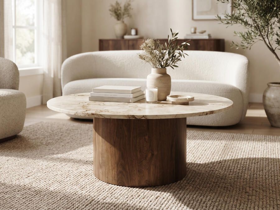 Mobistoxx Salontafel EVORYA 80 cm wit marmer hout