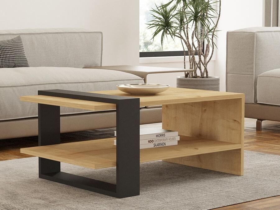 Mobistoxx Salontafel GAYA 80 cm lichte eik antraciet