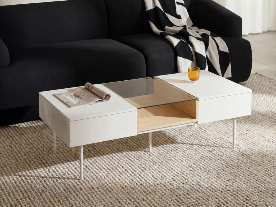 Mobistoxx Salontafel LIKA 2 laden wit Vincenza eik