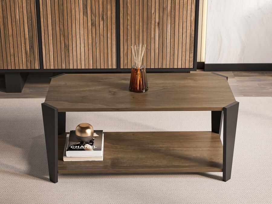 Mobistoxx Salontafel MONACAL 91 cm walnoot zwart