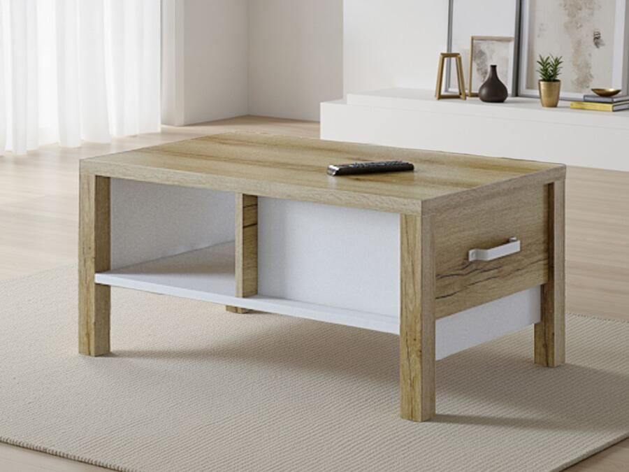 Mobistoxx Salontafel OLIANNE 90 cm natuurlijke eik wit