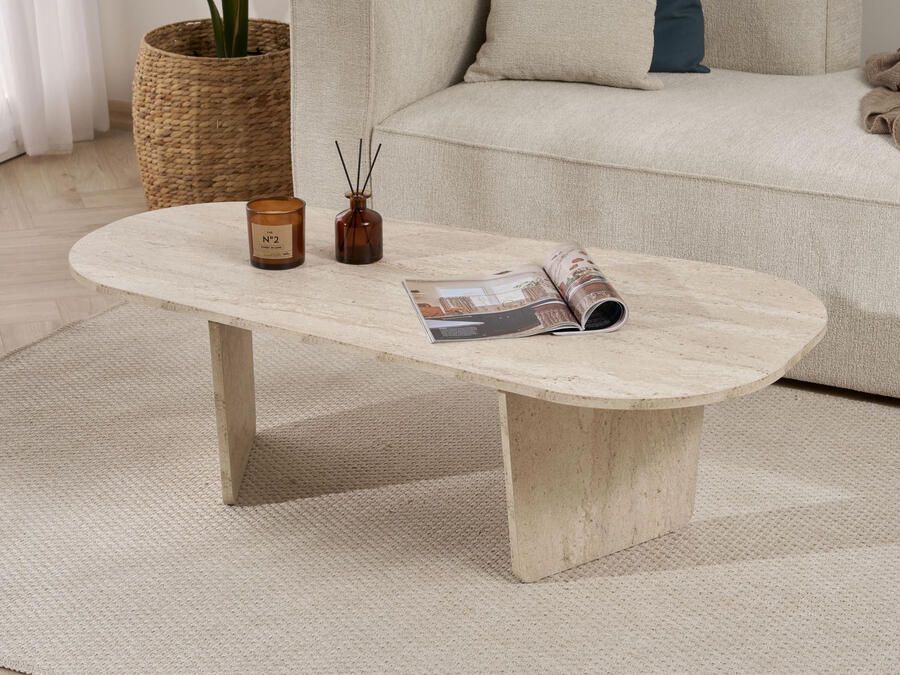 Mobistoxx Salontafel OVALDO 130 cm travertin