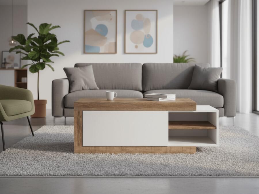Mobistoxx Salontafel SINO 1 deur eik hoogglans wit
