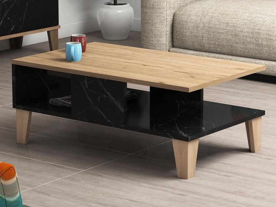 Mobistoxx Salontafel SUMONIA eik zwart marmer