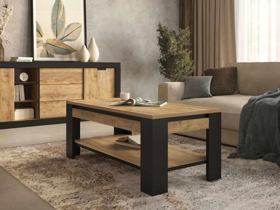 Mobistoxx Salontafel TUDORO 120 cm samdal eik mat zwart