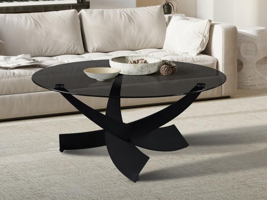 Mobistoxx Salontafel WATIB Ø 90 cm rookglas zwart