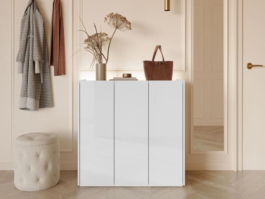 Mobistoxx Schoenenkast PEASY 3 deuren hoogglans wit scandinavische eik