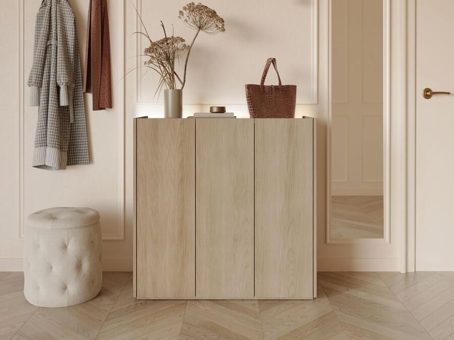 Mobistoxx Schoenenkast PEASY 3 deuren scandinavische eik hoogglans wit
