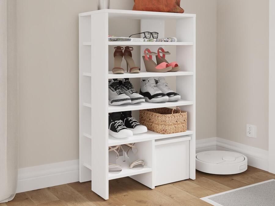 Mobistoxx Schoenenkast RUBINO 5 legplanken wit met zitbank