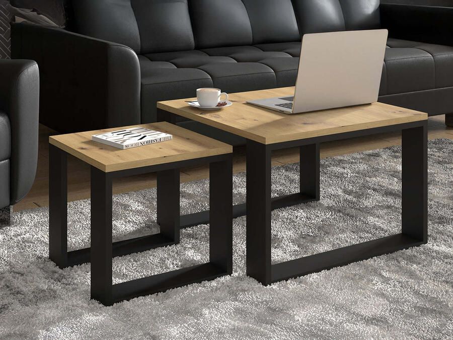 Mobistoxx Set van 2 bijzettafels NAKUMI 60 cm artisan eik