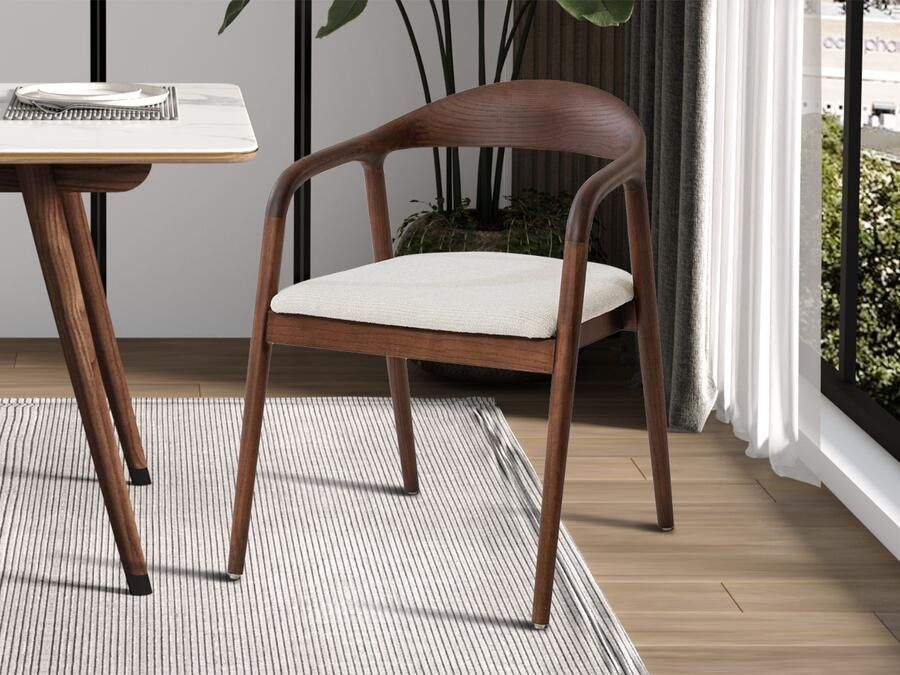 Mobistoxx Stoel GAMBAS massief essenhout walnoot beige stof