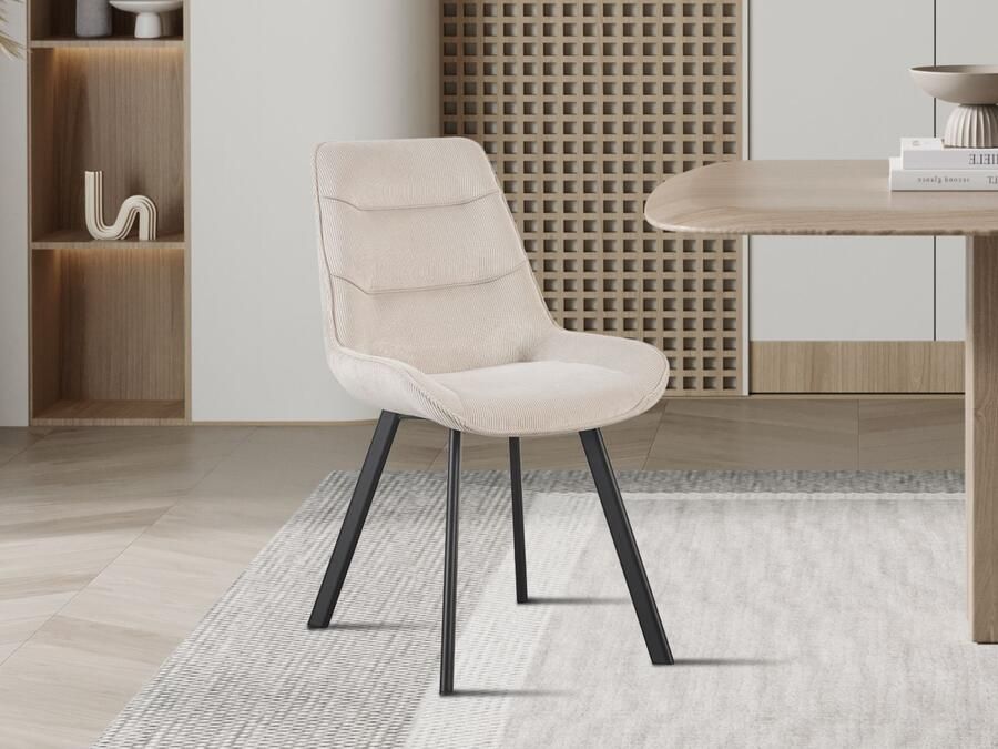 Mobistoxx Stoel MELY beige ribfluweel