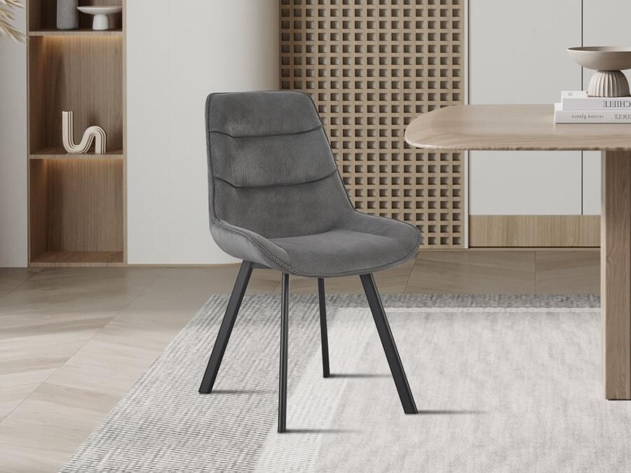 Mobistoxx Stoel MELY grijs ribfluweel