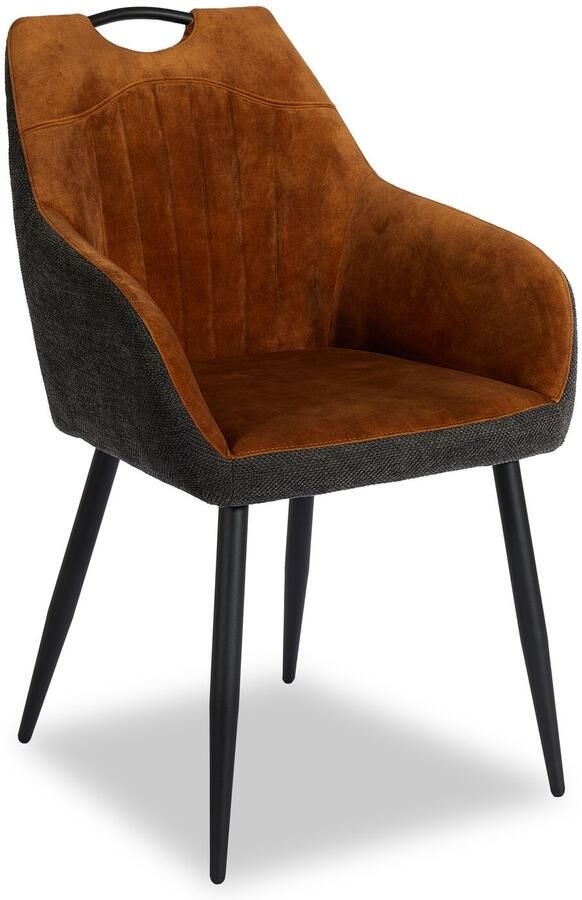 Mobistoxx Stoel met armleuningen GABRIELLE cognac grijs