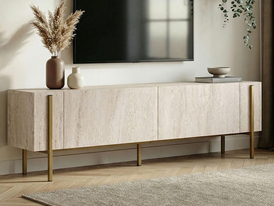 Mobistoxx TV- hifi-meubel NEGAPO 2 deuren travertin