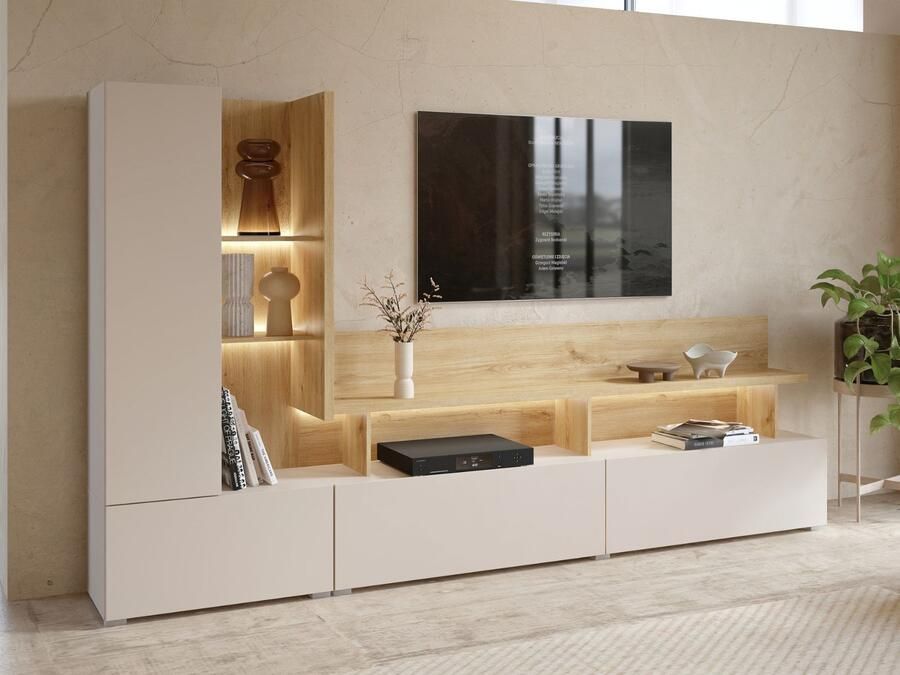 Mobistoxx TV- hifi-wandmeubel SERRIE 2 deuren 2 lades kasjmier carpenter eik