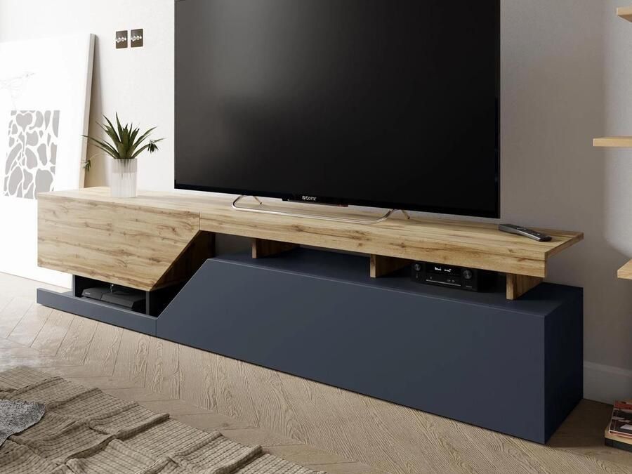 Mobistoxx Tv-meubel CESAR 2 deuren 200 cm antraciet wotan eik