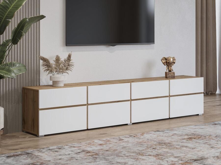 Mobistoxx Tv-meubel CROSSAIR 4 klapdeuren 4 lades wit wotan eik