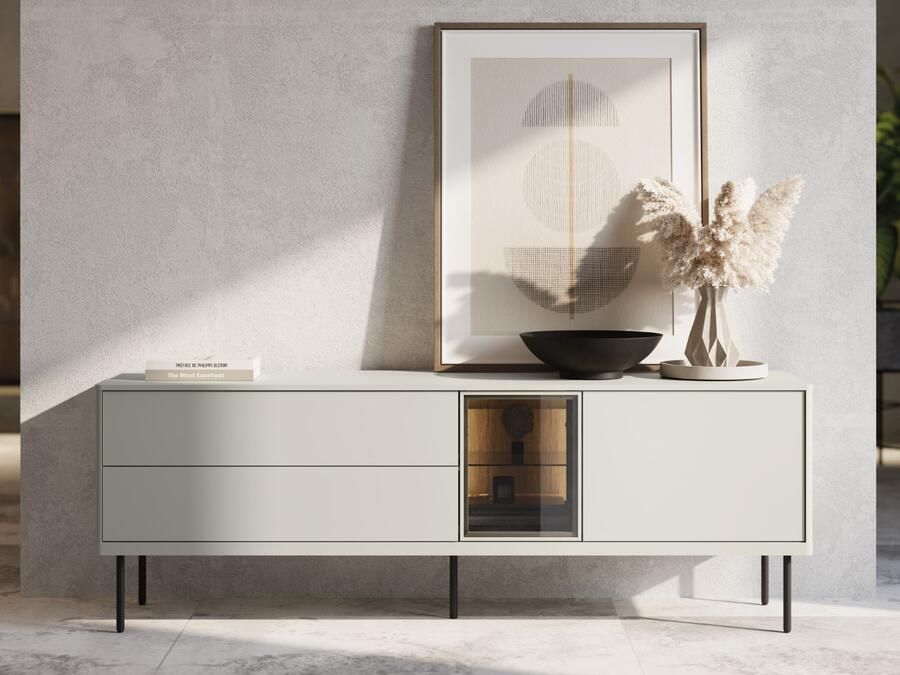 Mobistoxx Tv-meubel EMPIRO 2 deuren 2 lades 161 cm kasjmier met led