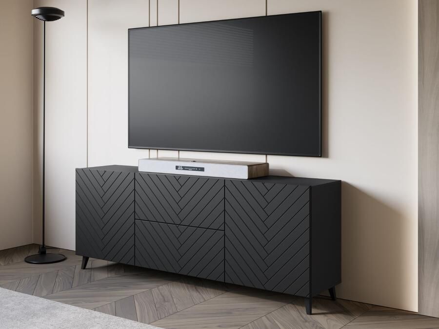 Mobistoxx Tv-meubel FUKETTE 2 deuren 2 lades 180 cm grafiet zwart