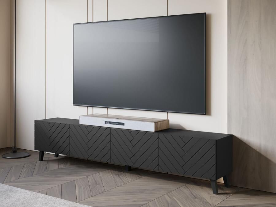Mobistoxx Tv-meubel FUKETTE 4 klapdeuren 190 cm grafiet zwart