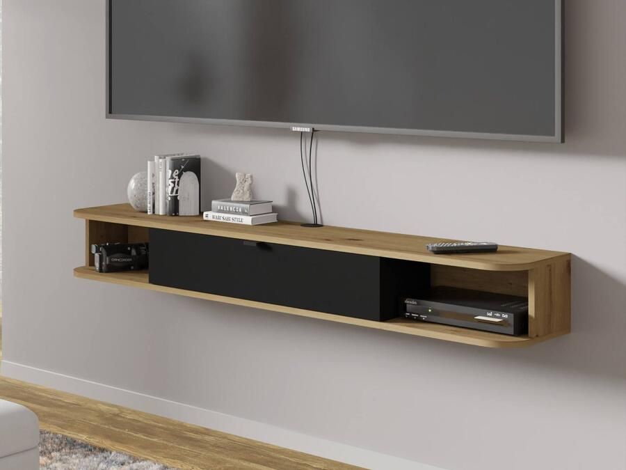 Mobistoxx Tv-meubel ICONIC 1 deur zwart artisan eik