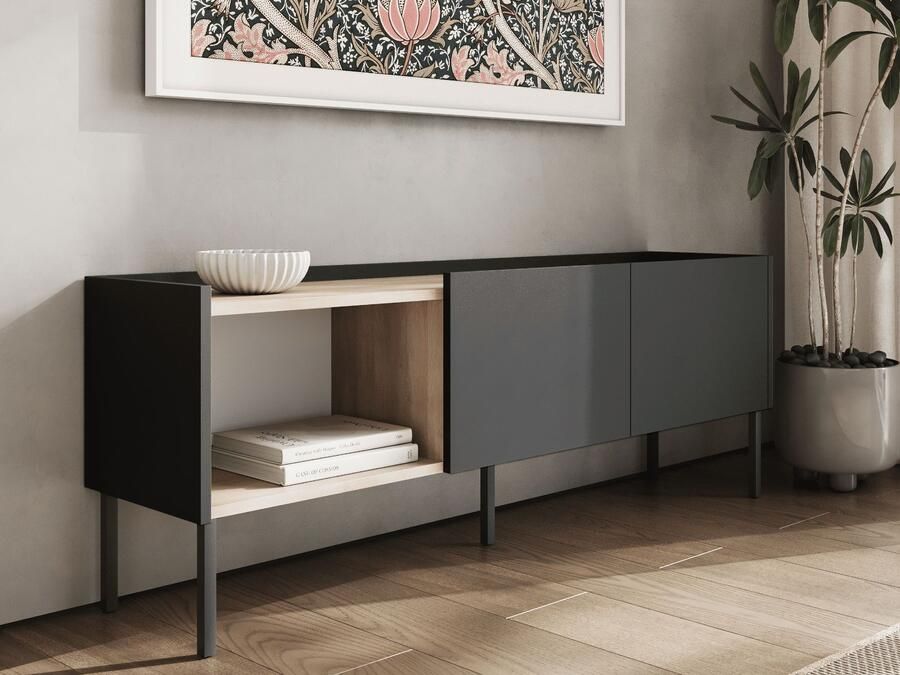 Mobistoxx Tv-meubel JULIE 2 deuren acacia zwart