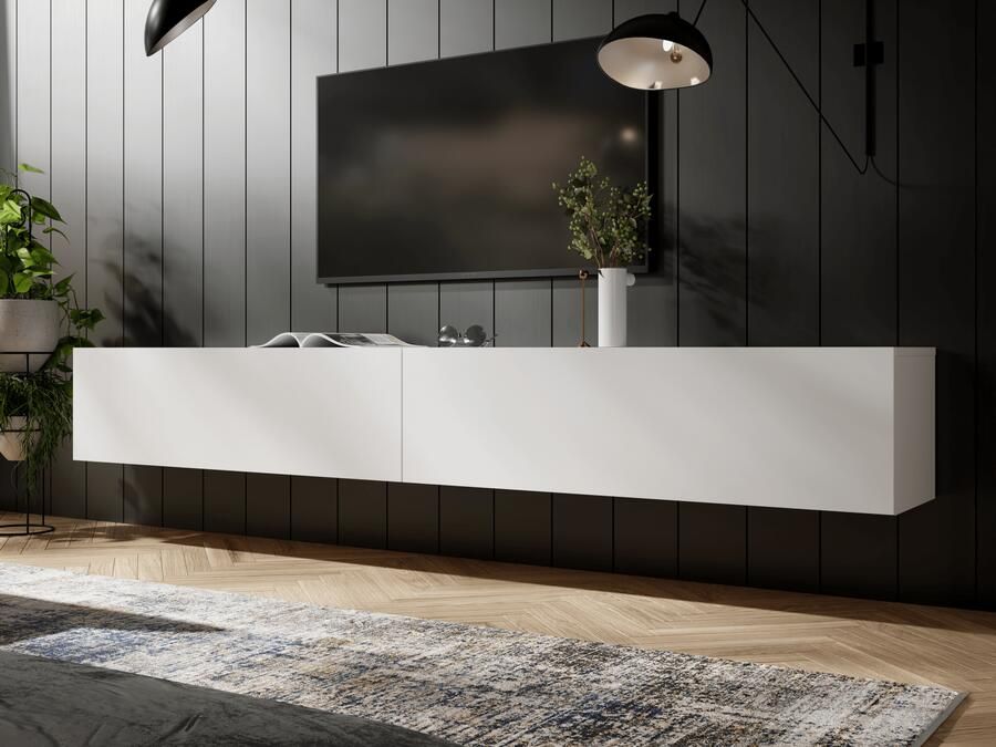 Mobistoxx Tv-meubel KINGSTON 2 klapdeuren 210 cm mat wit
