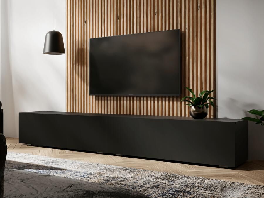 Mobistoxx Tv-meubel KINGSTON 2 klapdeuren 210 cm mat zwart