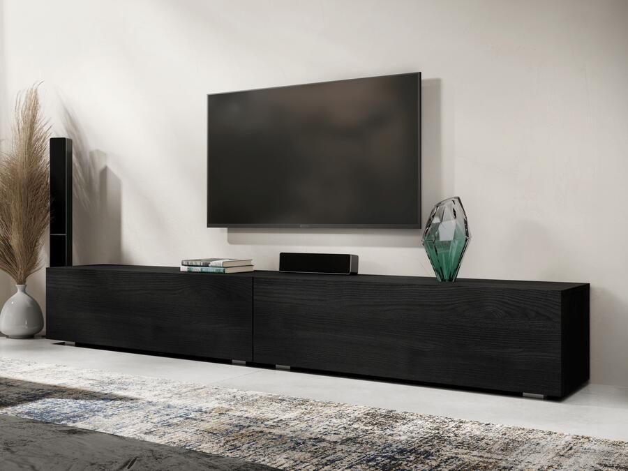 Mobistoxx Tv-meubel KINGSTON 2 klapdeuren 210 cm zwarte eik