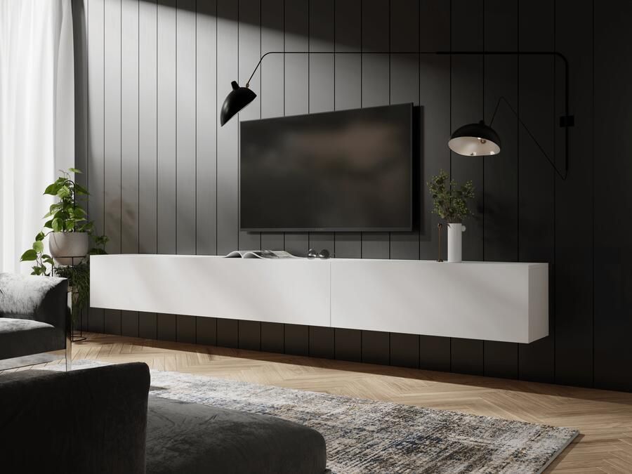 Mobistoxx Tv-meubel KINGSTON 2 klapdeuren 245 cm mat wit