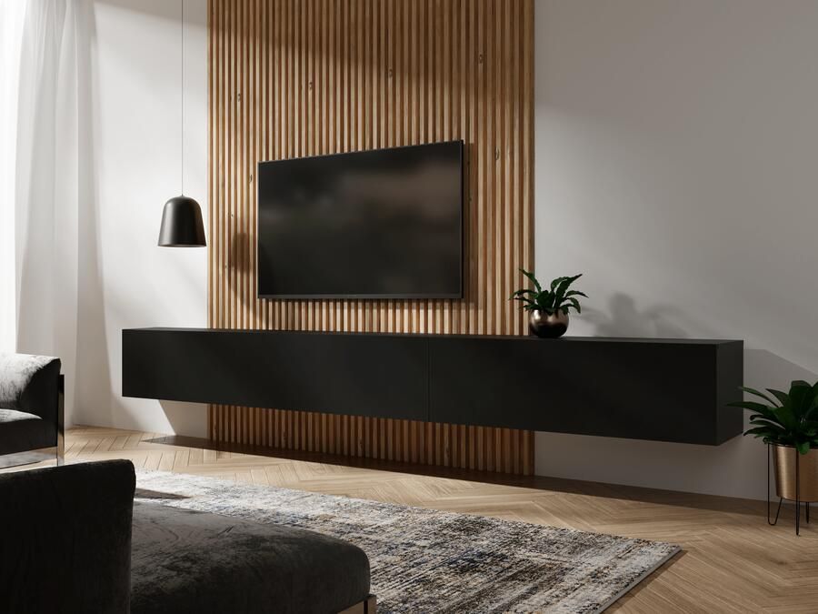 Mobistoxx Tv-meubel KINGSTON 2 klapdeuren 245 cm mat zwart