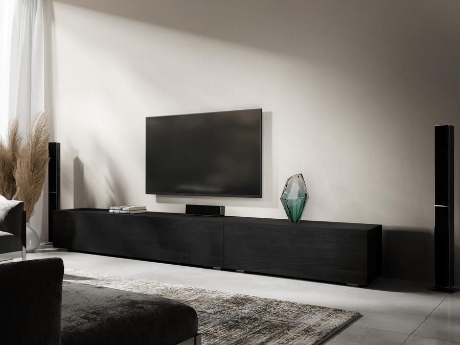 Mobistoxx Tv-meubel KINGSTON 2 klapdeuren 245 cm zwarte eik