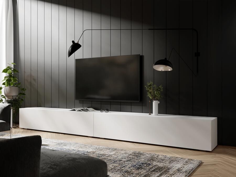 Mobistoxx Tv-meubel KINGSTON 2 klapdeuren 280 cm mat wit