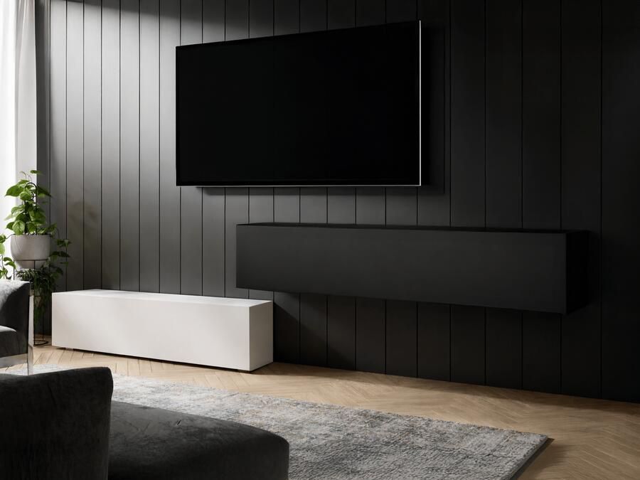 Mobistoxx Tv-meubel KINGSTON DUO 2 klapdeuren 280 cm mat wit mat zwart