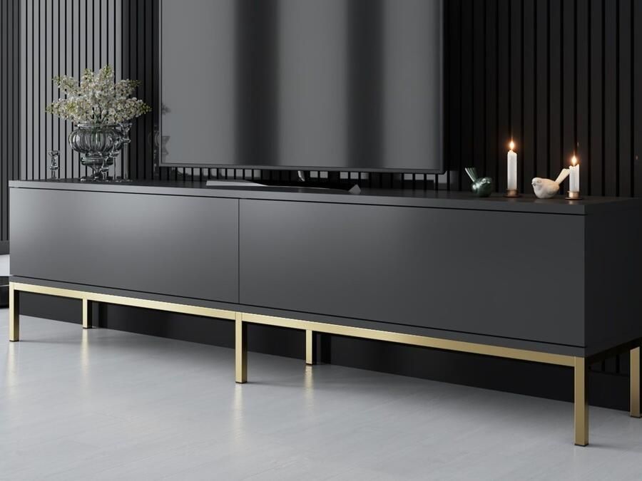 Mobistoxx Tv-meubel LODINO 2 deuren antraciet goud